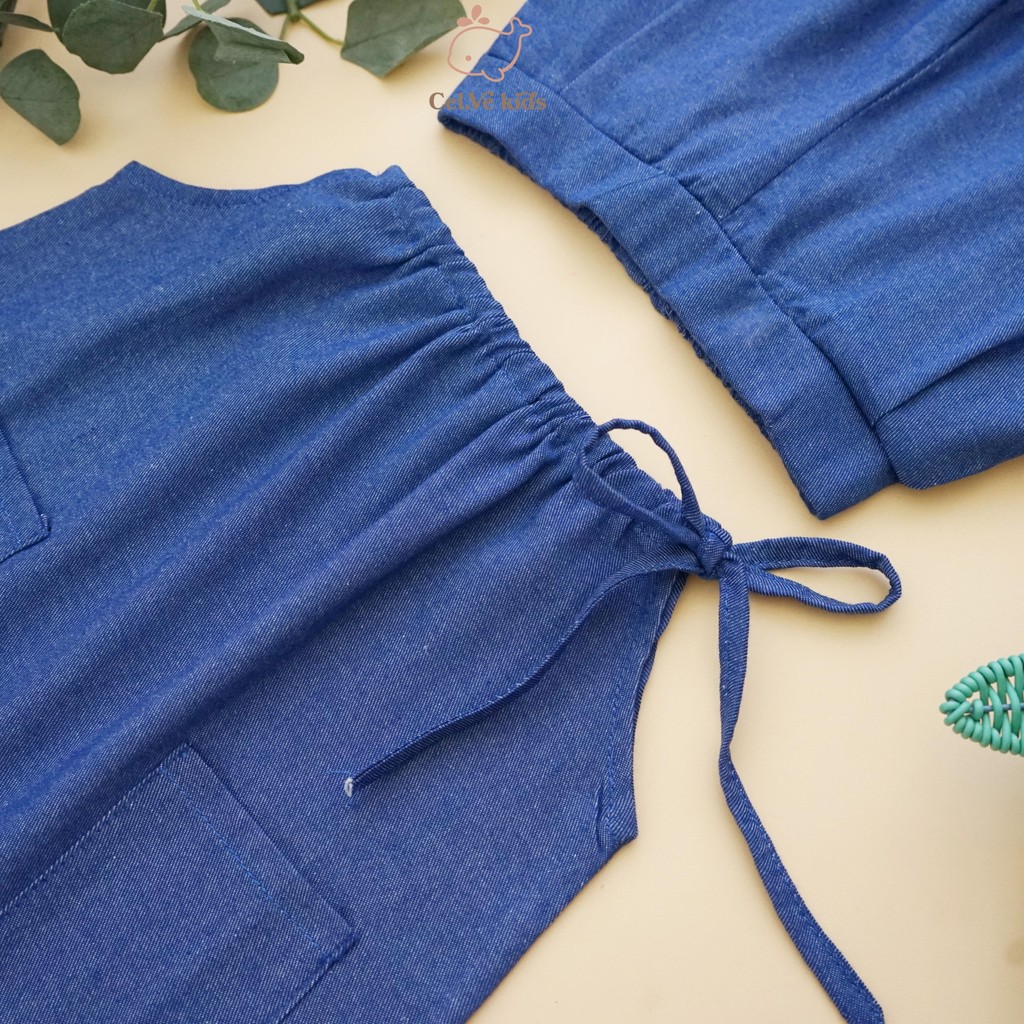 CELVEkids - Stelan Cecilia Set Baju Celana Anak Perempuan Korean style Denim usia 1-8th