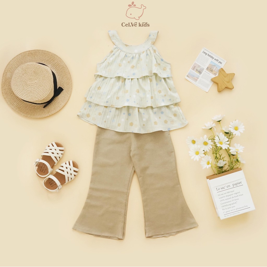 CELVEkids - Stelan Dollie Set Baju Anak Perempuan Korean style Bahan Elora + linen usia 1-8th