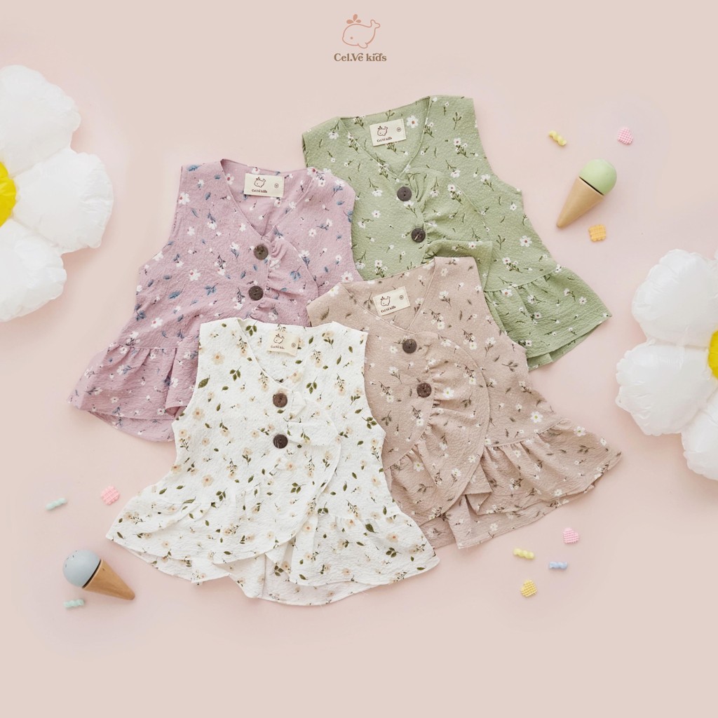 Celvekids - Top Daisy Atasan Anak Perempuan Korean Style Bahan Crinkle Viscose Usia 1-6th+