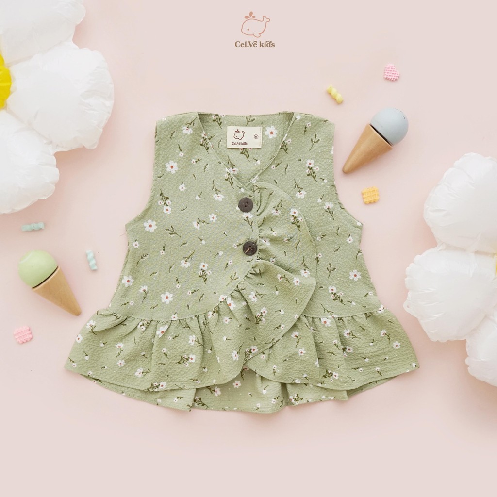 Celvekids - Top Daisy Atasan Anak Perempuan Korean Style Bahan Crinkle Viscose Usia 1-6th+