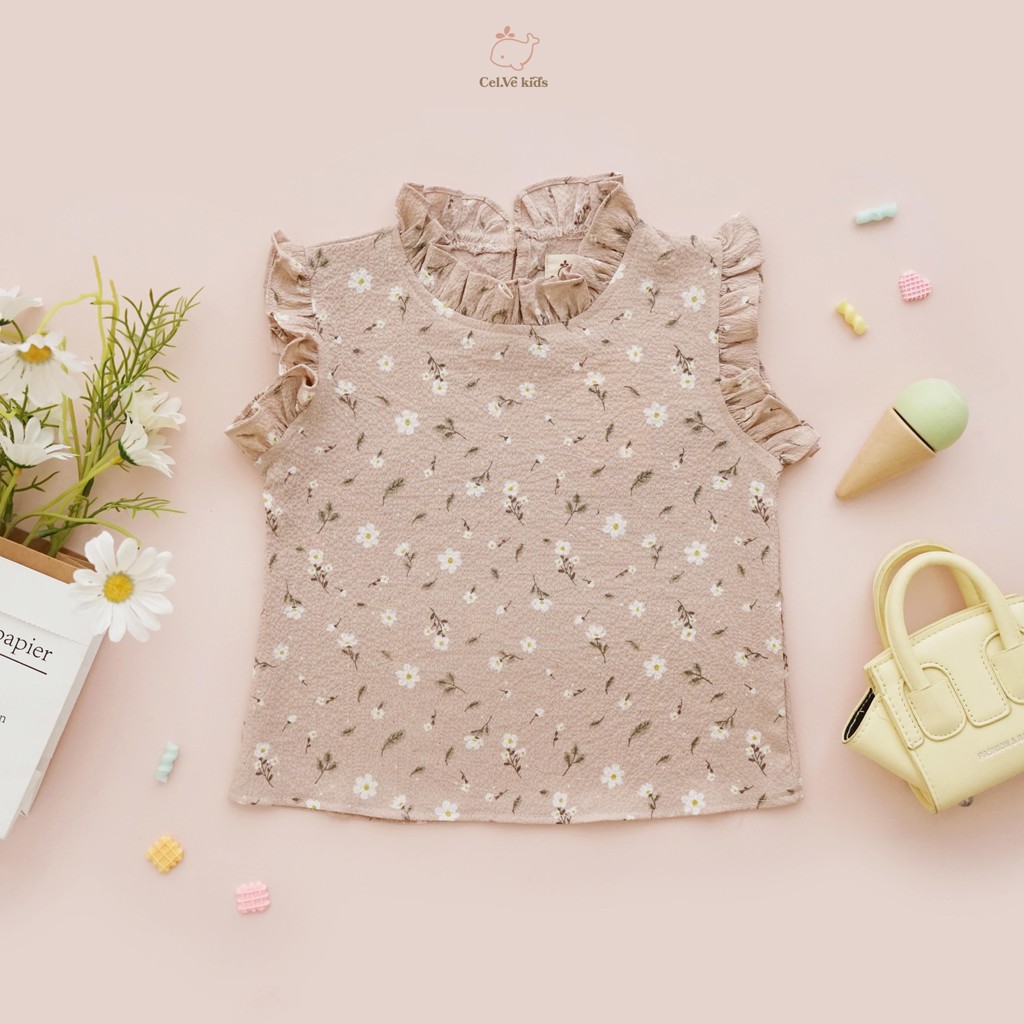 CELVEkids - Top Peony Atasan Anak Perempuan Korean style Bahan crinkle viscose usia 1-6th+