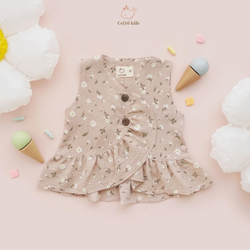 Celvekids - Top Daisy Atasan Anak Perempuan Korean Style Bahan Crinkle Viscose Usia 1-6th+