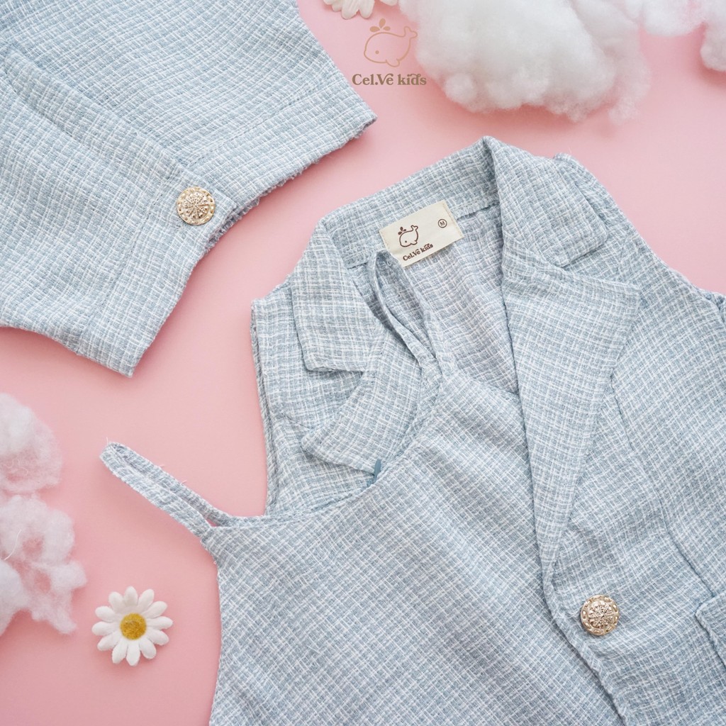 CELVEkids - Stelan Alyssa Set Baju Celana Anak Perempuan Korean style Tweed 3in1 usia 1-6th