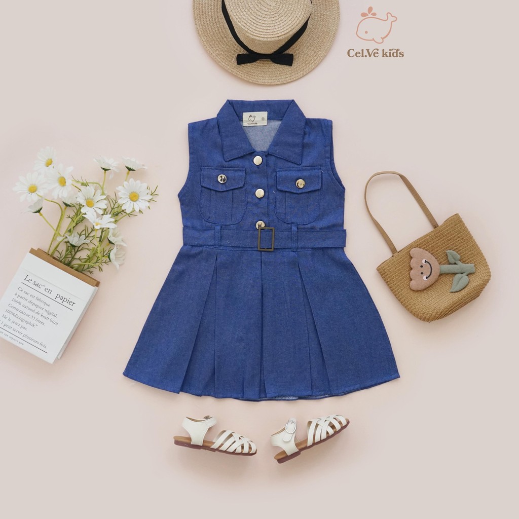 CELVEkids - Dress Floretta  Anak Perempuan Korean style Denim usia 1-8th