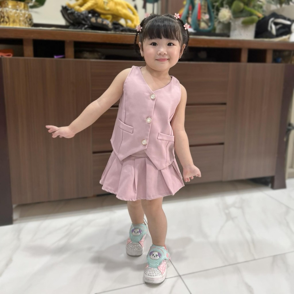 CELVEkids - Stelan Jolene Set Baju rok celana Anak Perempuan Korean style semiwool usia 1-12th