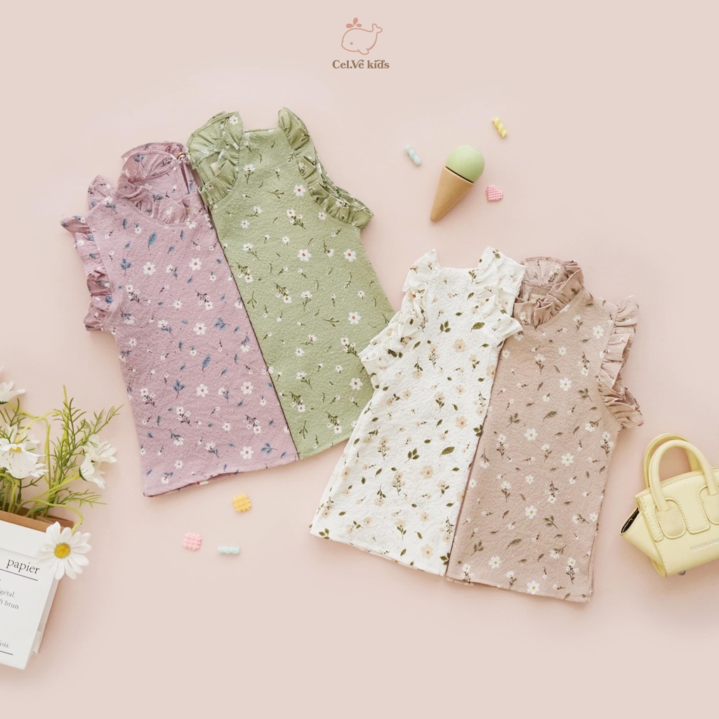 CELVEkids - Top Peony Atasan Anak Perempuan Korean style Bahan crinkle viscose usia 1-6th+