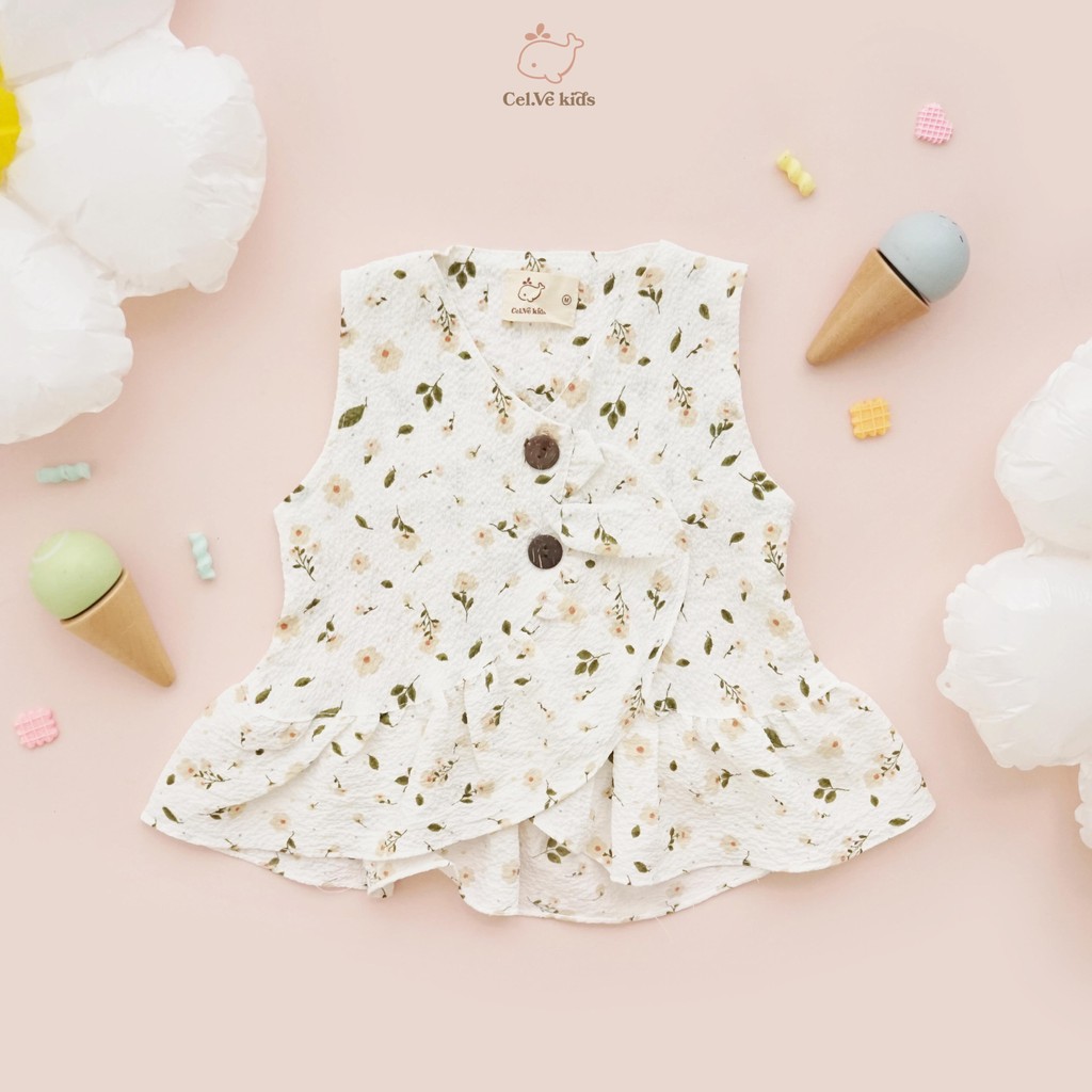 Celvekids - Top Daisy Atasan Anak Perempuan Korean Style Bahan Crinkle Viscose Usia 1-6th+
