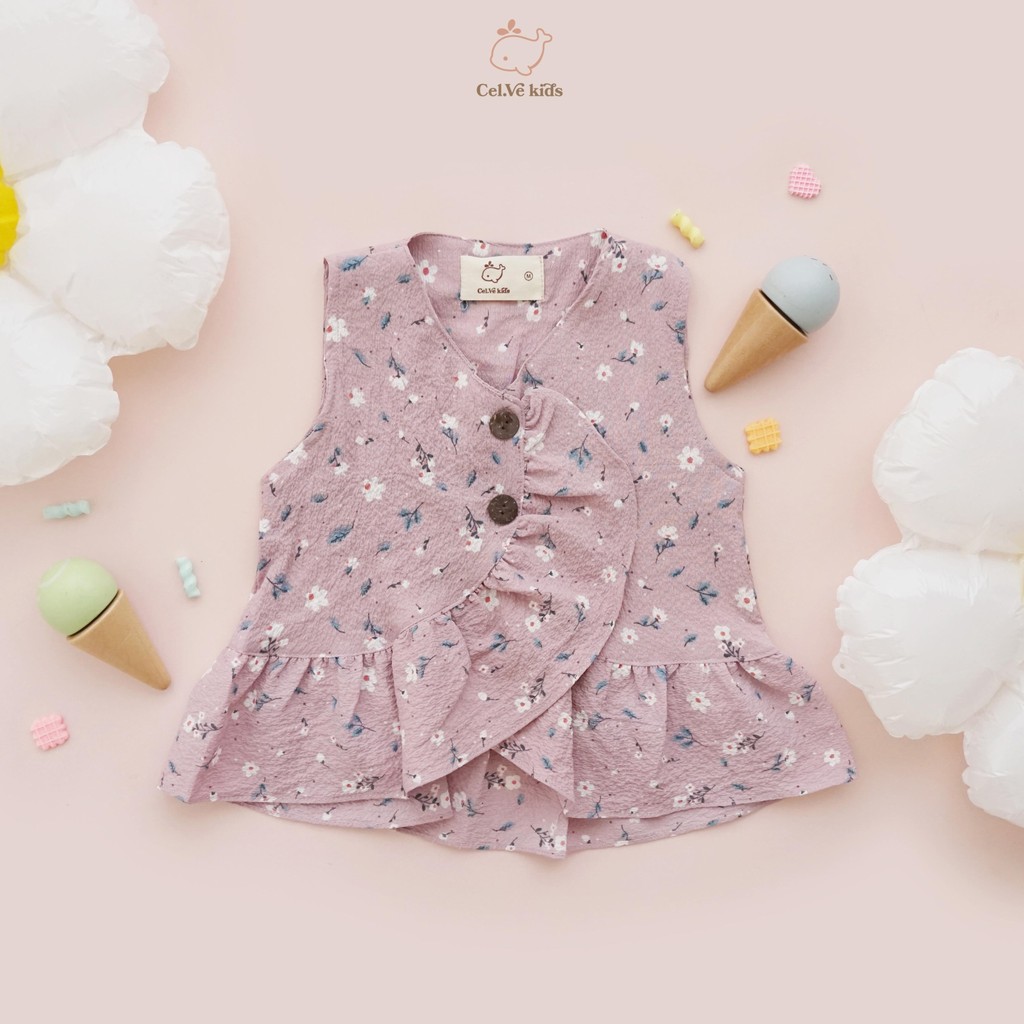 Celvekids - Top Daisy Atasan Anak Perempuan Korean Style Bahan Crinkle Viscose Usia 1-6th+
