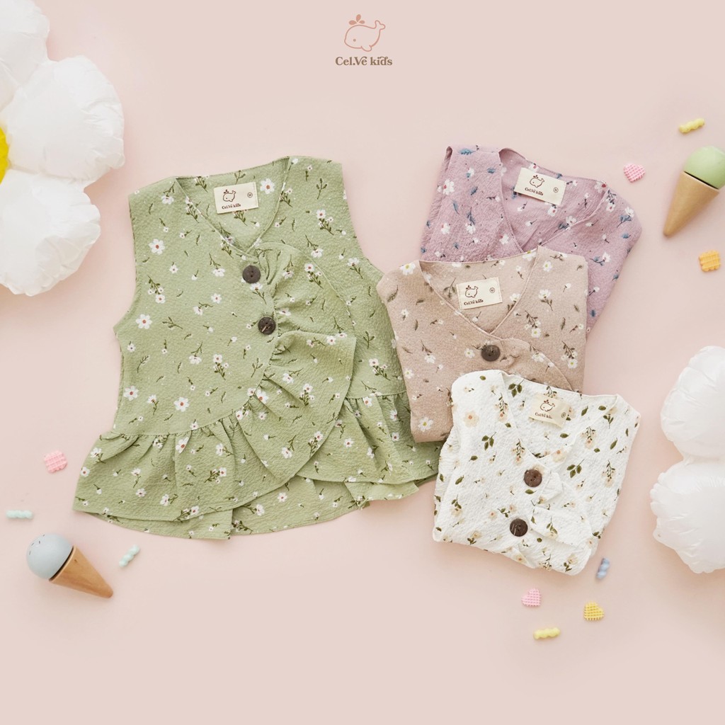 Celvekids - Top Daisy Atasan Anak Perempuan Korean Style Bahan Crinkle Viscose Usia 1-6th+
