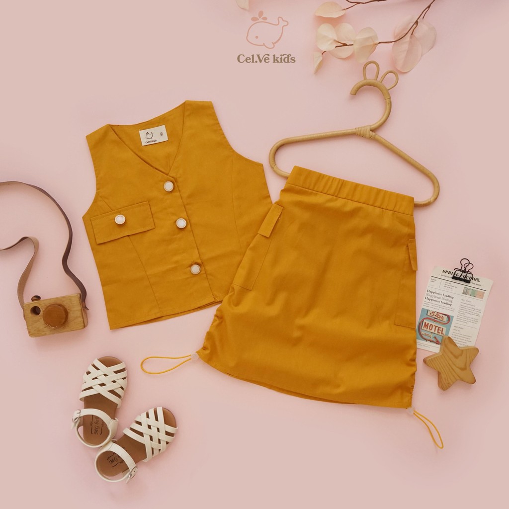 Celvekids - Stelan Sienna Set Baju Rok Anak Perempuan Korean Style Bahan Cotton Poplin Usia 1-8th
