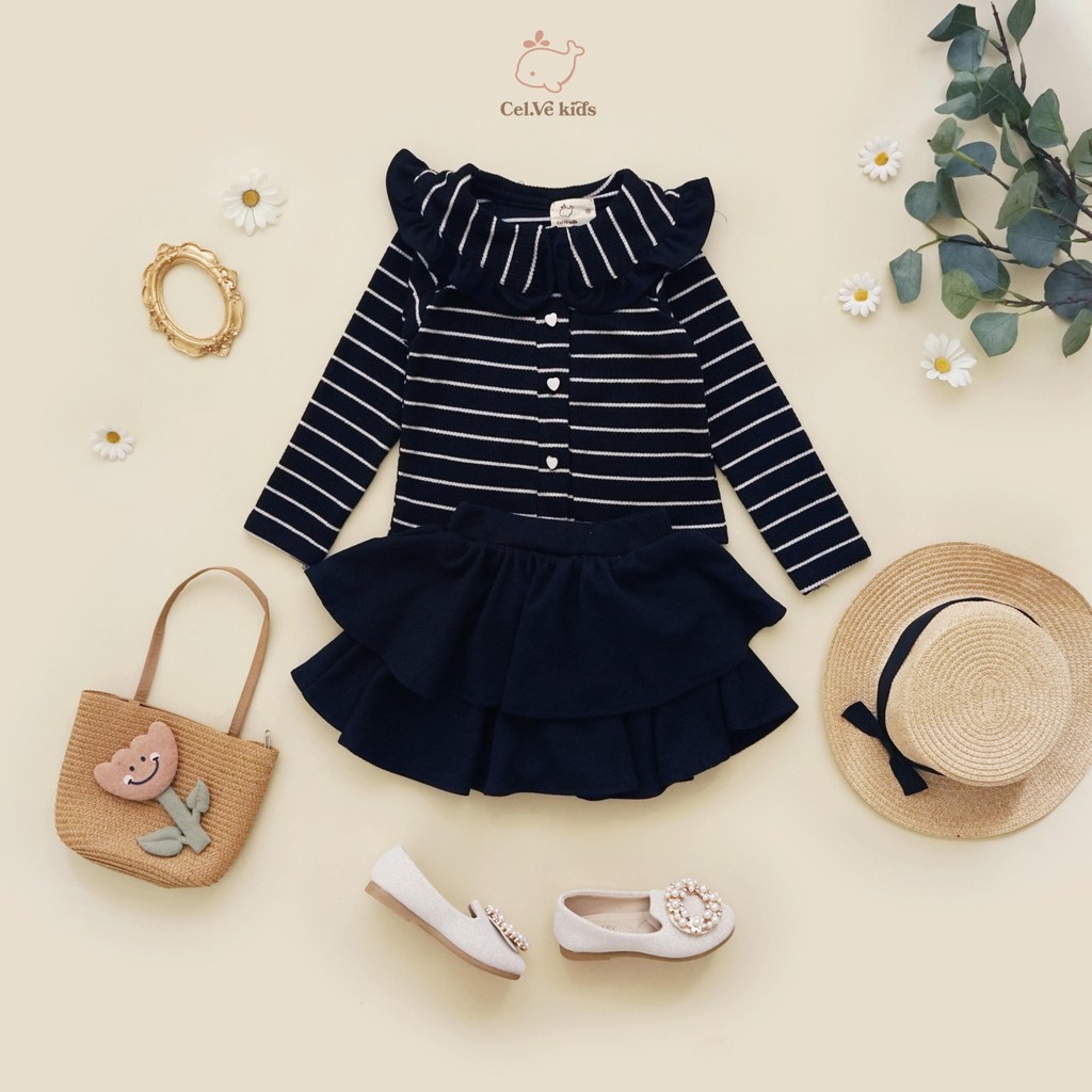 CELVEkids - Stelan Carmel Set Cardigan Rok Anak Perempuan Korean style Bahan knit usia 1-8th