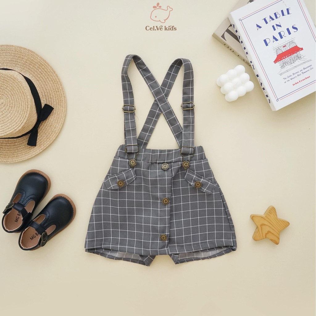 Celvekids - Brenda Overall Skort Rok Celana Anak Perempuan Korean Style Bahan Semiwool Usia 1-8th