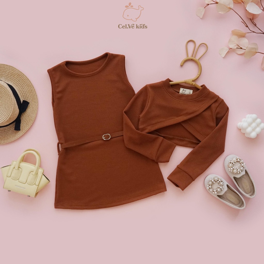 CELVEkids - Stelan Lettice Set Atasan Dress Anak Perempuan Korean style Bahan knit usia 1-8th