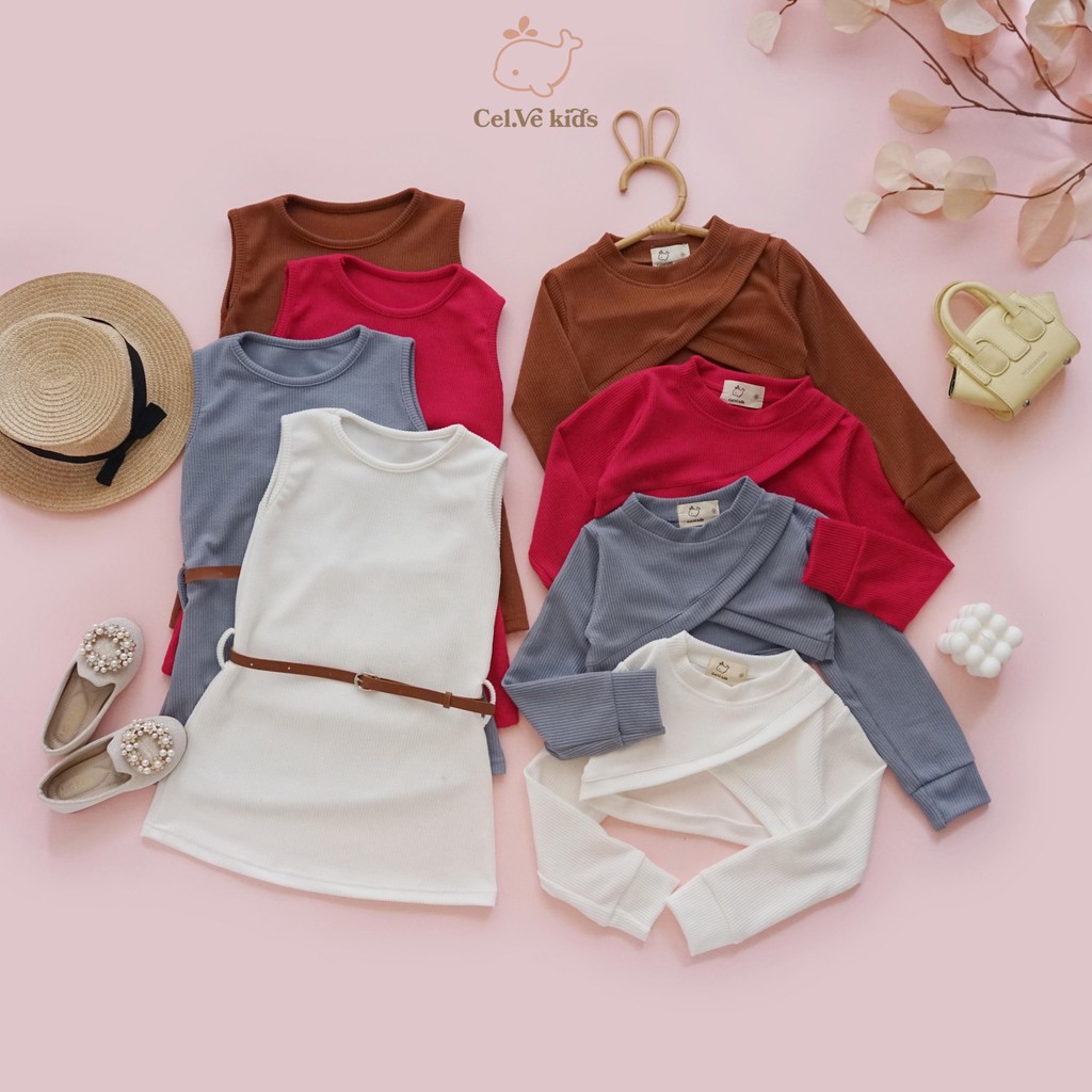 CELVEkids - Stelan Lettice Set Atasan Dress Anak Perempuan Korean style Bahan knit usia 1-8th