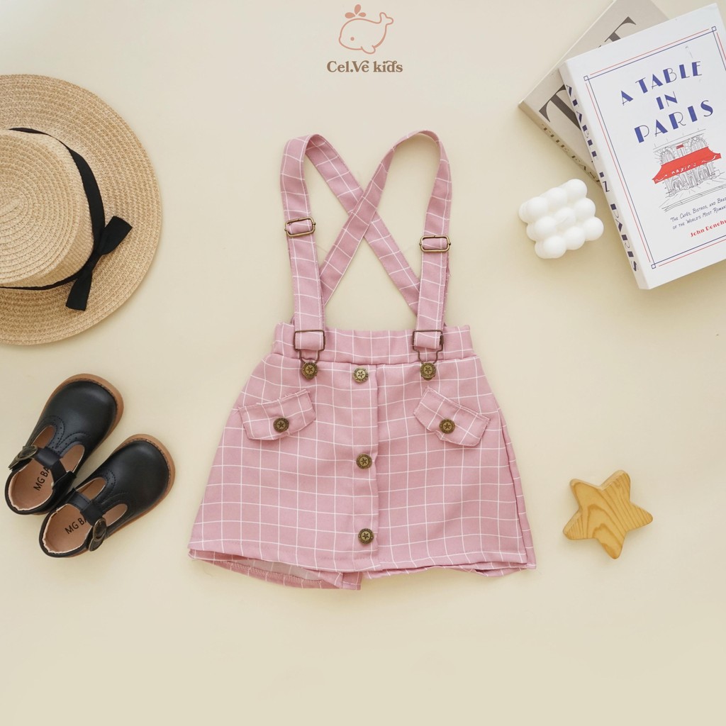 Celvekids - Brenda Overall Skort Rok Celana Anak Perempuan Korean Style Bahan Semiwool Usia 1-8th