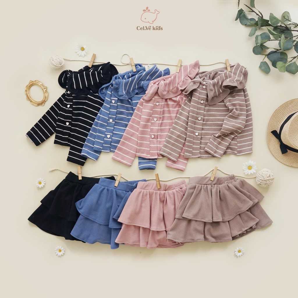 CELVEkids - Stelan Carmel Set Cardigan Rok Anak Perempuan Korean style Bahan knit usia 1-8th