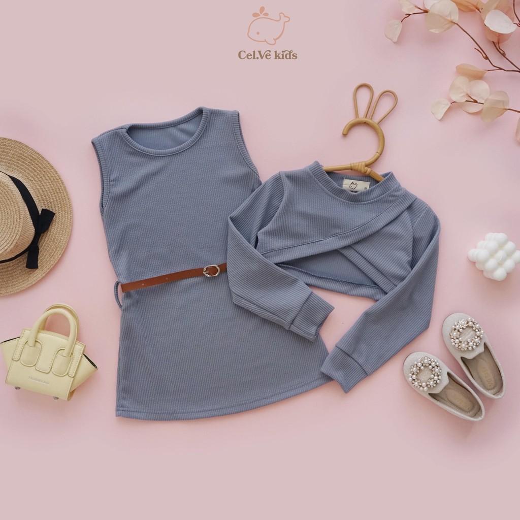 CELVEkids - Stelan Lettice Set Atasan Dress Anak Perempuan Korean style Bahan knit usia 1-8th