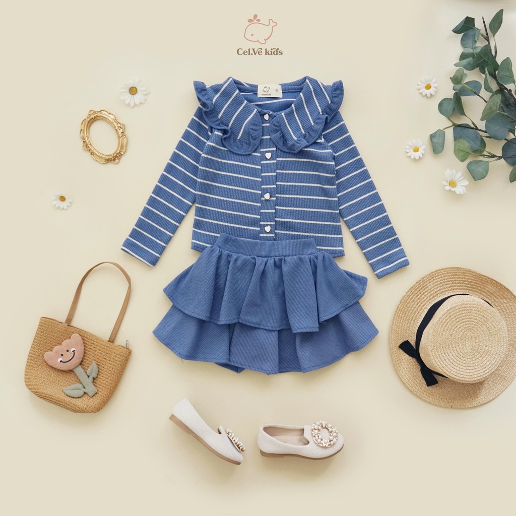 CELVEkids - Stelan Carmel Set Cardigan Rok Anak Perempuan Korean style Bahan knit usia 1-8th
