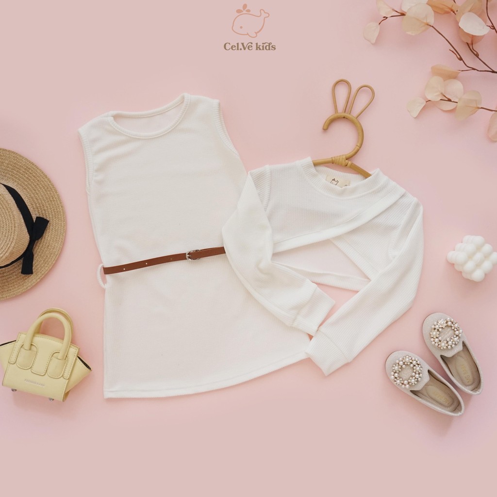 CELVEkids - Stelan Lettice Set Atasan Dress Anak Perempuan Korean style Bahan knit usia 1-8th