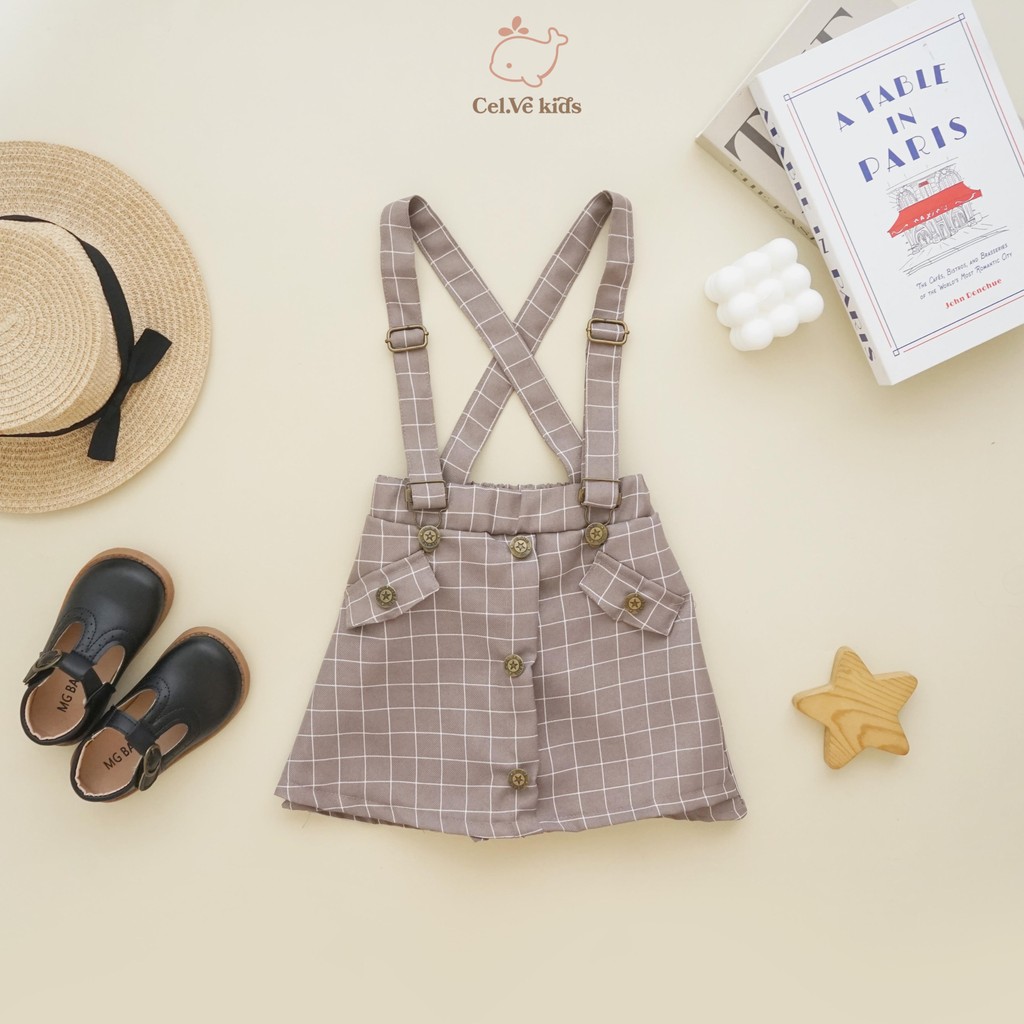 Celvekids - Brenda Overall Skort Rok Celana Anak Perempuan Korean Style Bahan Semiwool Usia 1-8th