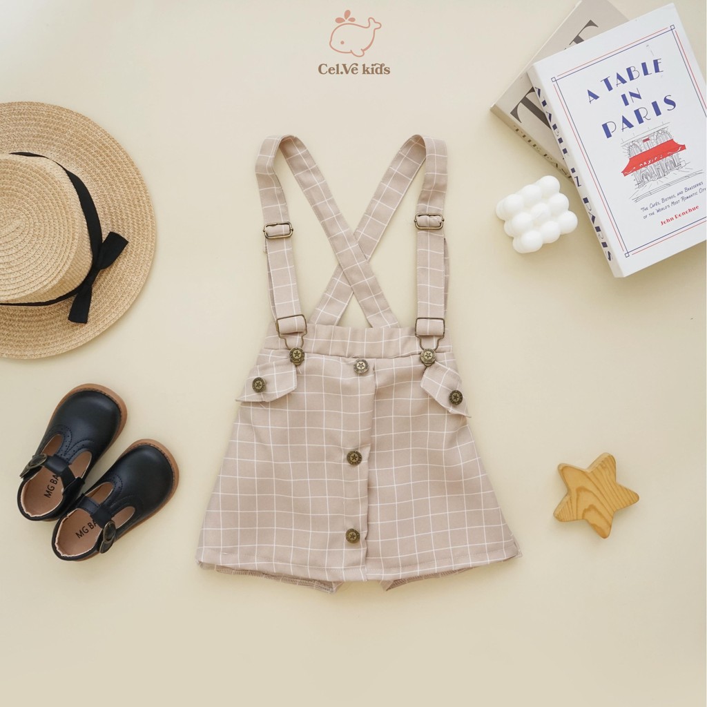 Celvekids - Brenda Overall Skort Rok Celana Anak Perempuan Korean Style Bahan Semiwool Usia 1-8th