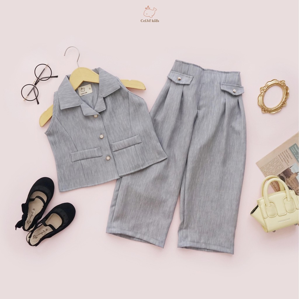 Celvekids - Stelan Nicole Set Baju Rok Celana Anak Perempuan Korean Style Semiwool Usia 1-6th