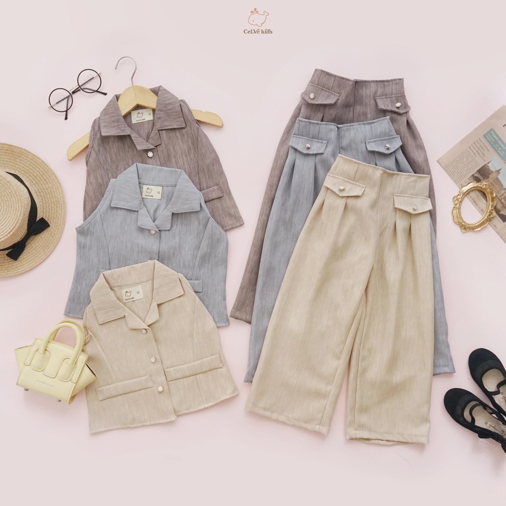 Celvekids - Stelan Nicole Set Baju Rok Celana Anak Perempuan Korean Style Semiwool Usia 1-6th
