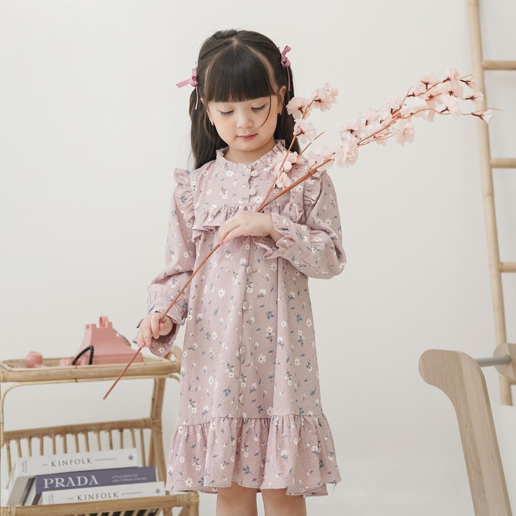 CELVEkids - Dress Magnolia rok Anak Perempuan Korean style Bahan crinkle viscose usia 1-6th+