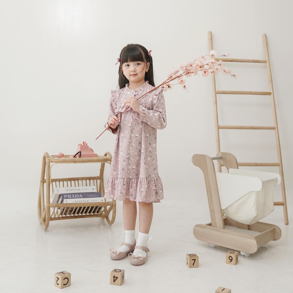 CELVEkids - Dress Magnolia rok Anak Perempuan Korean style Bahan crinkle viscose usia 1-6th+