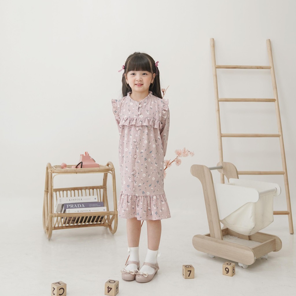 CELVEkids - Dress Magnolia rok Anak Perempuan Korean style Bahan crinkle viscose usia 1-6th+