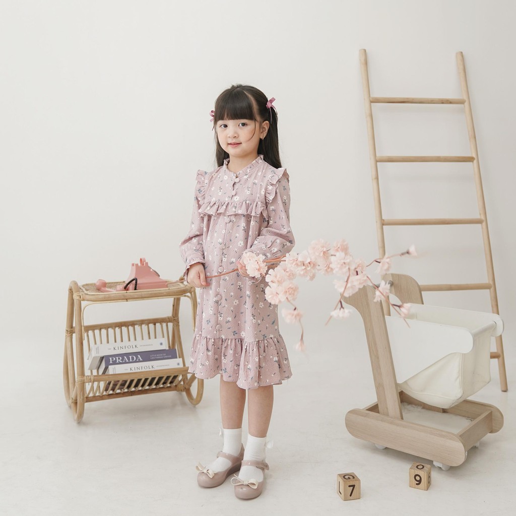 CELVEkids - Dress Magnolia rok Anak Perempuan Korean style Bahan crinkle viscose usia 1-6th+