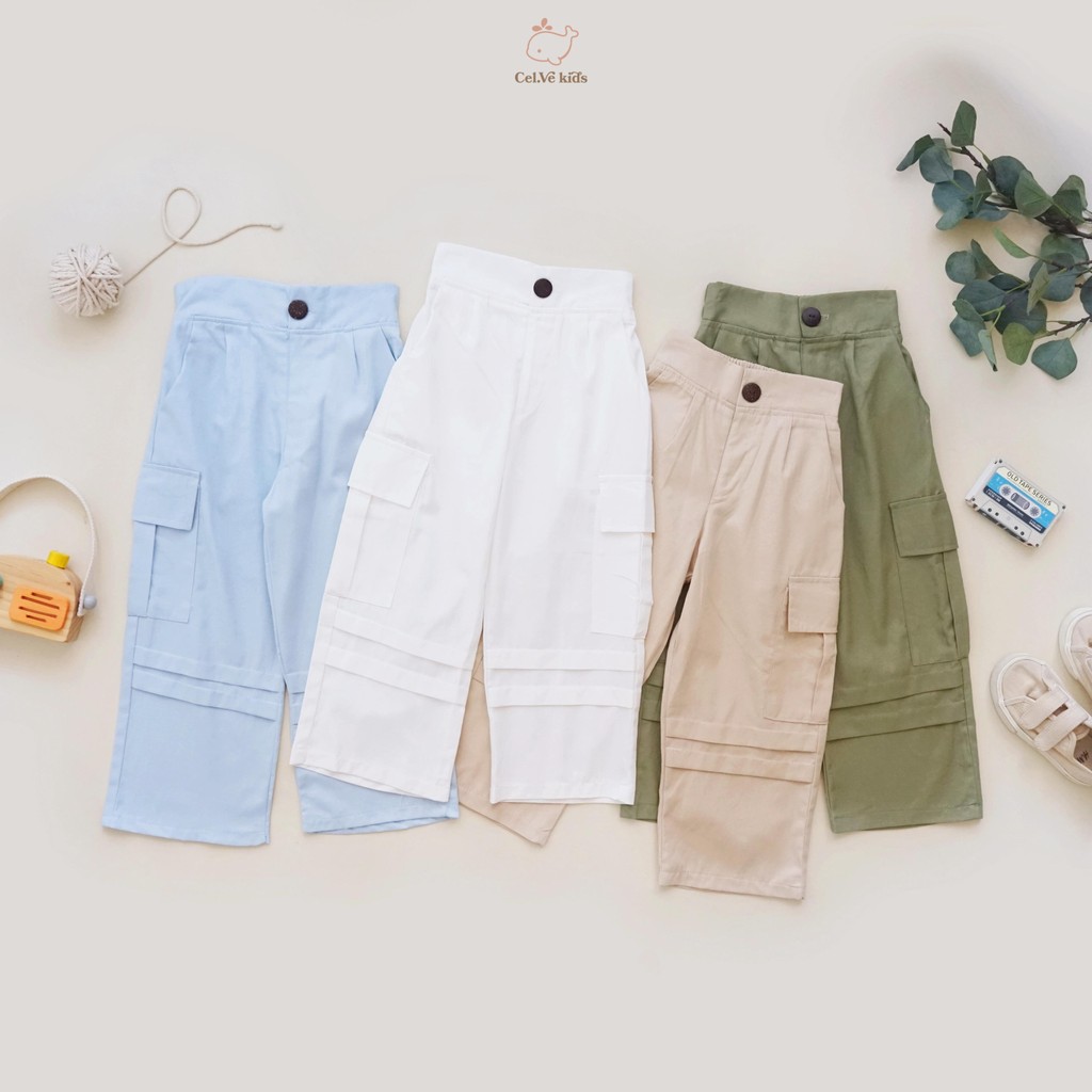 CELVEkids - Pants Ruth Celana Cargo Anak Perempuan Korean style Bahan Katun twill usia 1-6th