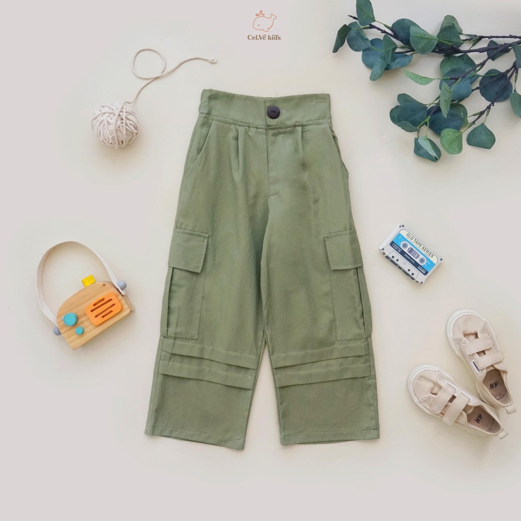 CELVEkids - Pants Ruth Celana Cargo Anak Perempuan Korean style Bahan Katun twill usia 1-6th