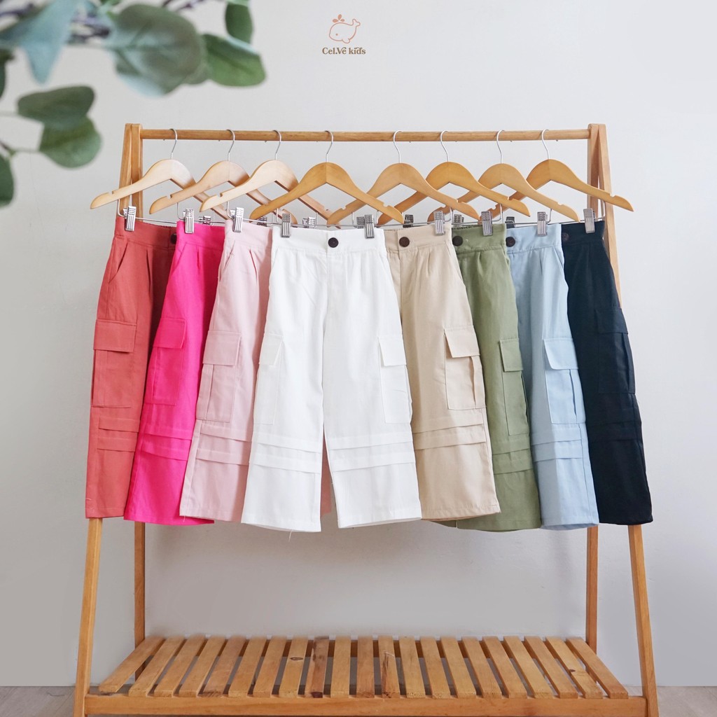 CELVEkids - Pants Ruth Celana Cargo Anak Perempuan Korean style Bahan Katun twill usia 1-6th
