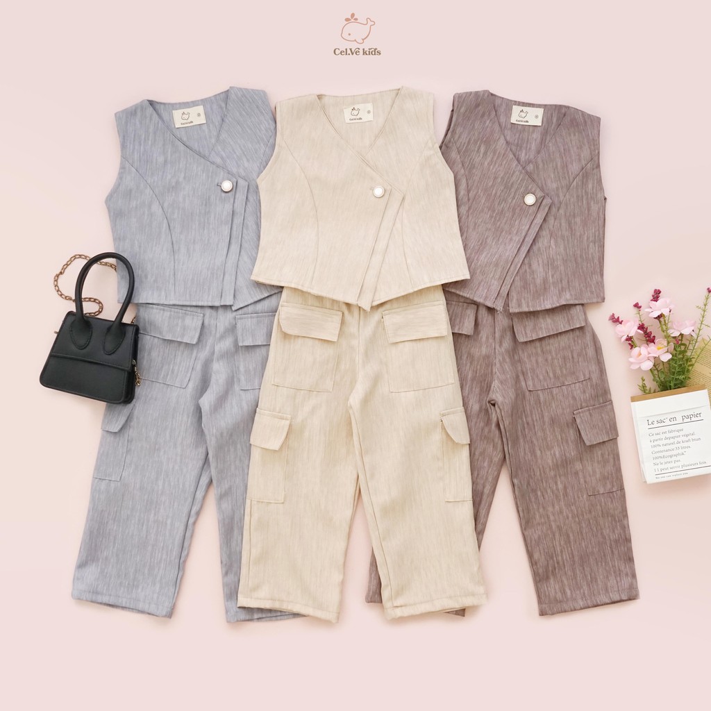 CELVEkids - Stelan Hillary Set Baju Celana Anak Perempuan Korean style semiwool usia 1-8th