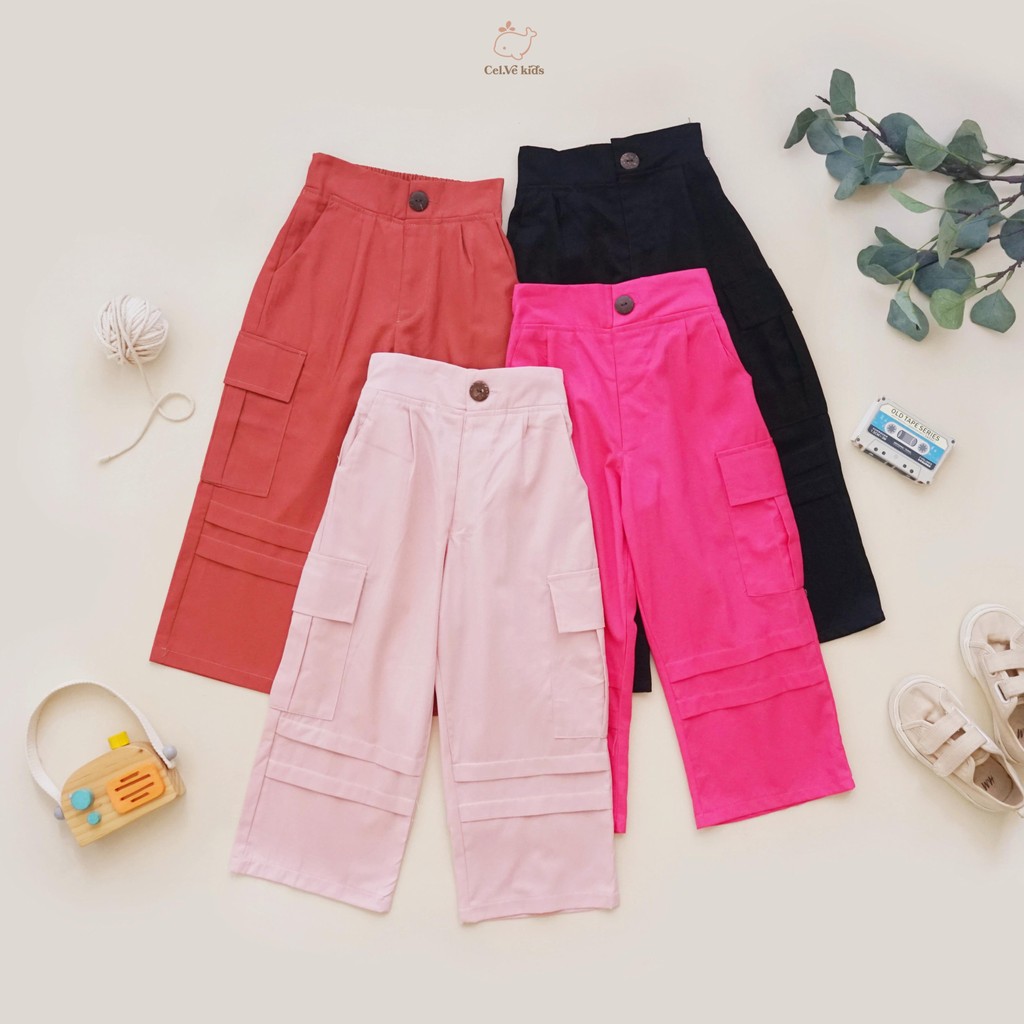 CELVEkids - Pants Ruth Celana Cargo Anak Perempuan Korean style Bahan Katun twill usia 1-6th