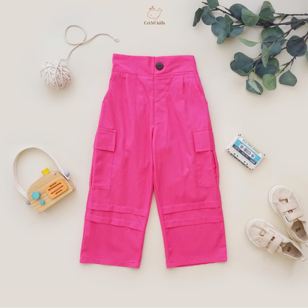 CELVEkids - Pants Ruth Celana Cargo Anak Perempuan Korean style Bahan Katun twill usia 1-6th
