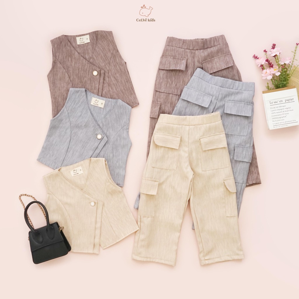CELVEkids - Stelan Hillary Set Baju Celana Anak Perempuan Korean style semiwool usia 1-8th