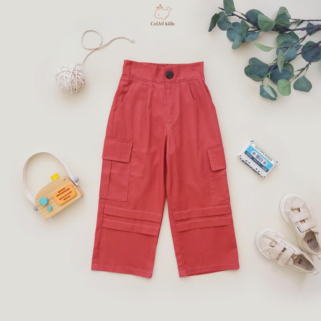 CELVEkids - Pants Ruth Celana Cargo Anak Perempuan Korean style Bahan Katun twill usia 1-6th