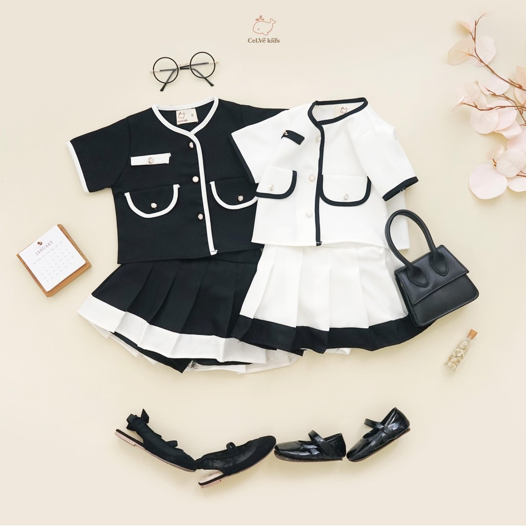 Celvekids - Stelan Elona Set Baju Rok Celana Anak Perempuan Korean Style Semiwool Usia 1-8th