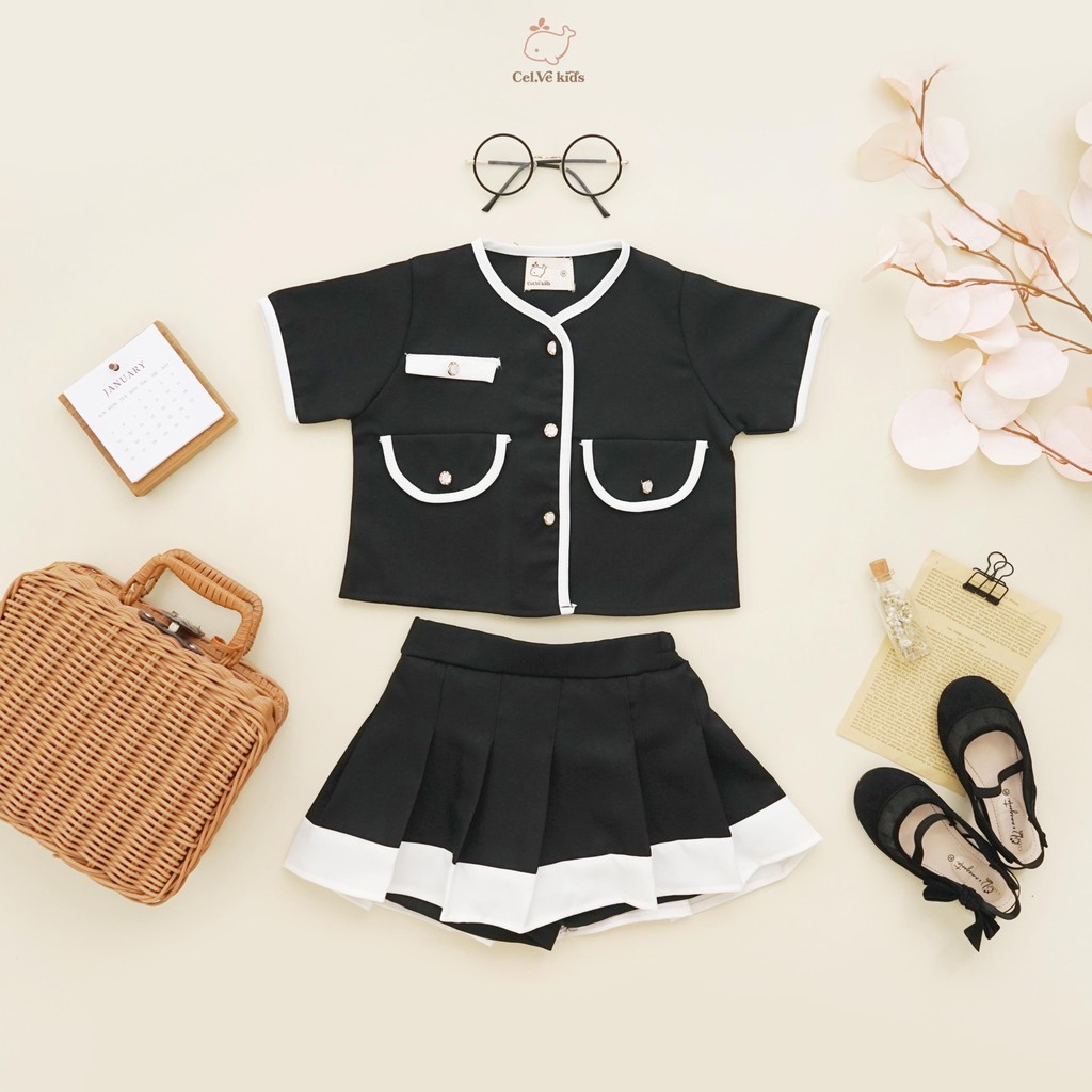 Celvekids - Stelan Elona Set Baju Rok Celana Anak Perempuan Korean Style Semiwool Usia 1-8th