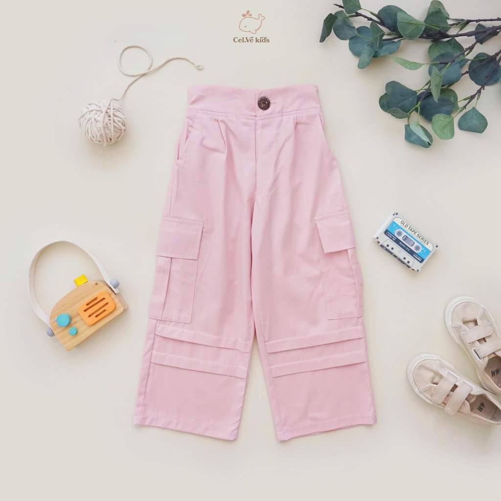 CELVEkids - Pants Ruth Celana Cargo Anak Perempuan Korean style Bahan Katun twill usia 1-6th