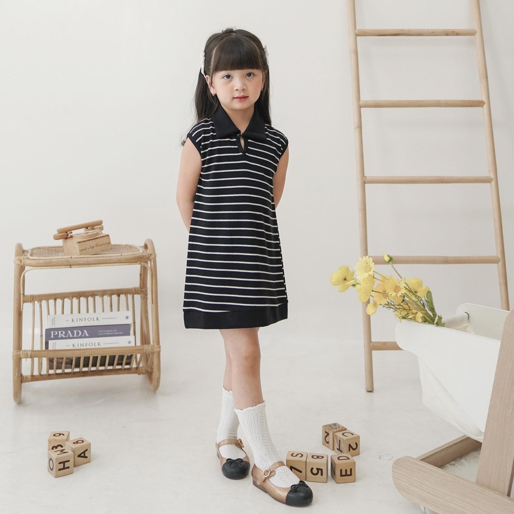 CELVEkids - Michelle Dress Anak Perempuan Korean style Bahan knit usia 1-8th