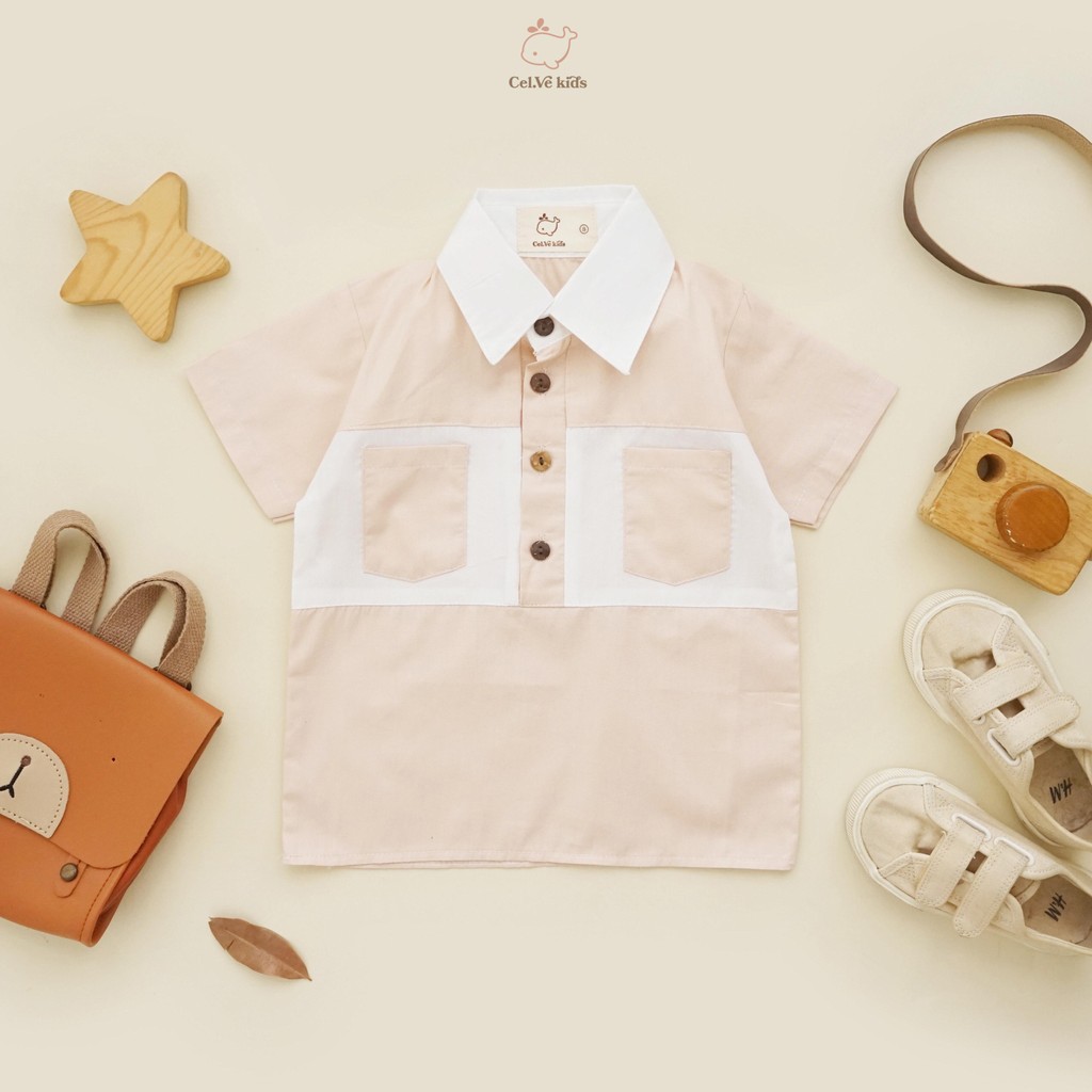 CELVEkids - Zoe Kemeja atasan Anak laki-laki Korean style Bahan Poplin usia 1-6th