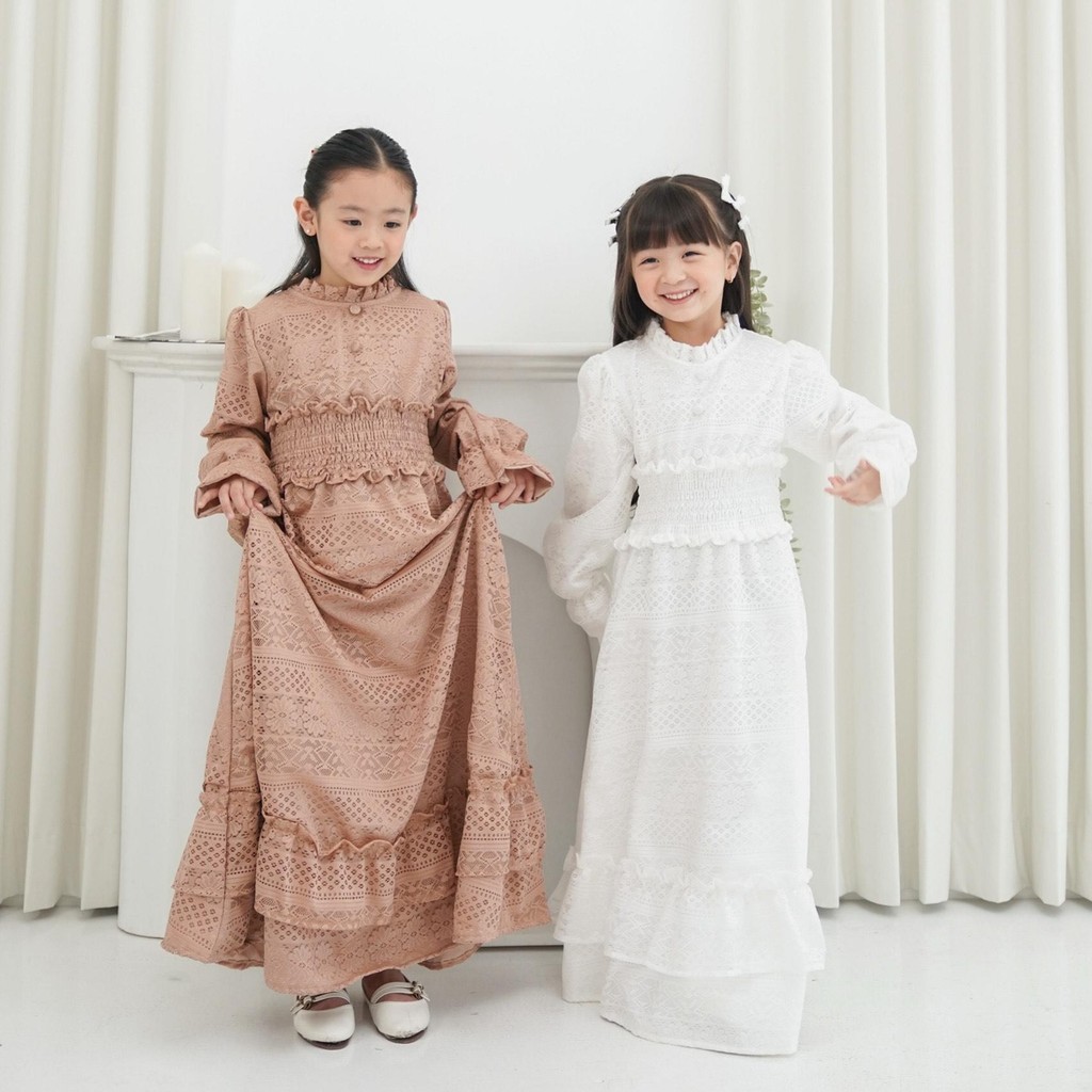 CELVEkids - SHIREEN Dress Gamis Raya Anak Perempuan Korean Style Bahan Lace Usia 1-8th