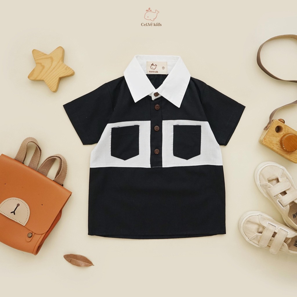 CELVEkids - Zoe Kemeja atasan Anak laki-laki Korean style Bahan Poplin usia 1-6th