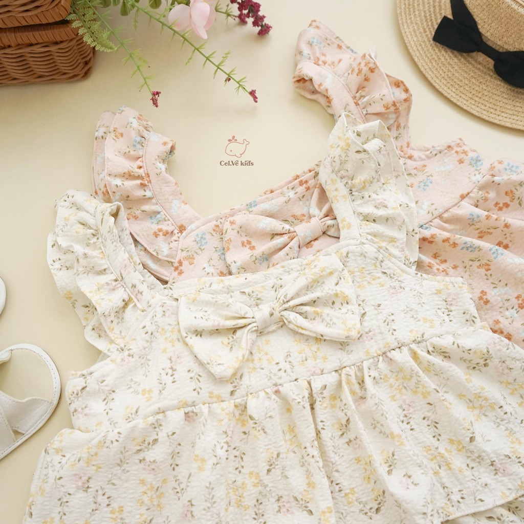 CELVEkids - Poppy Dress Anak Perempuan Korean style Bahan Crinkle Viscose Motif usia 1-6th