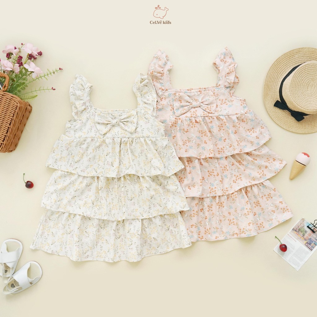 CELVEkids - Poppy Dress Anak Perempuan Korean style Bahan Crinkle Viscose Motif usia 1-6th