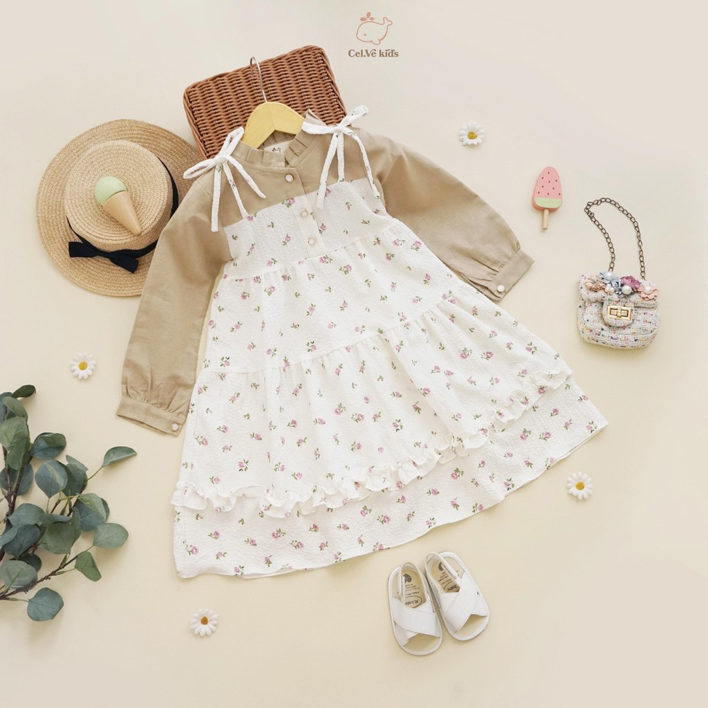 CELVEkids - Raisa Dress Gamis Raya Anak Perempuan Korean Style Bahan Crinkle viscose + Linen Usia 1-8th