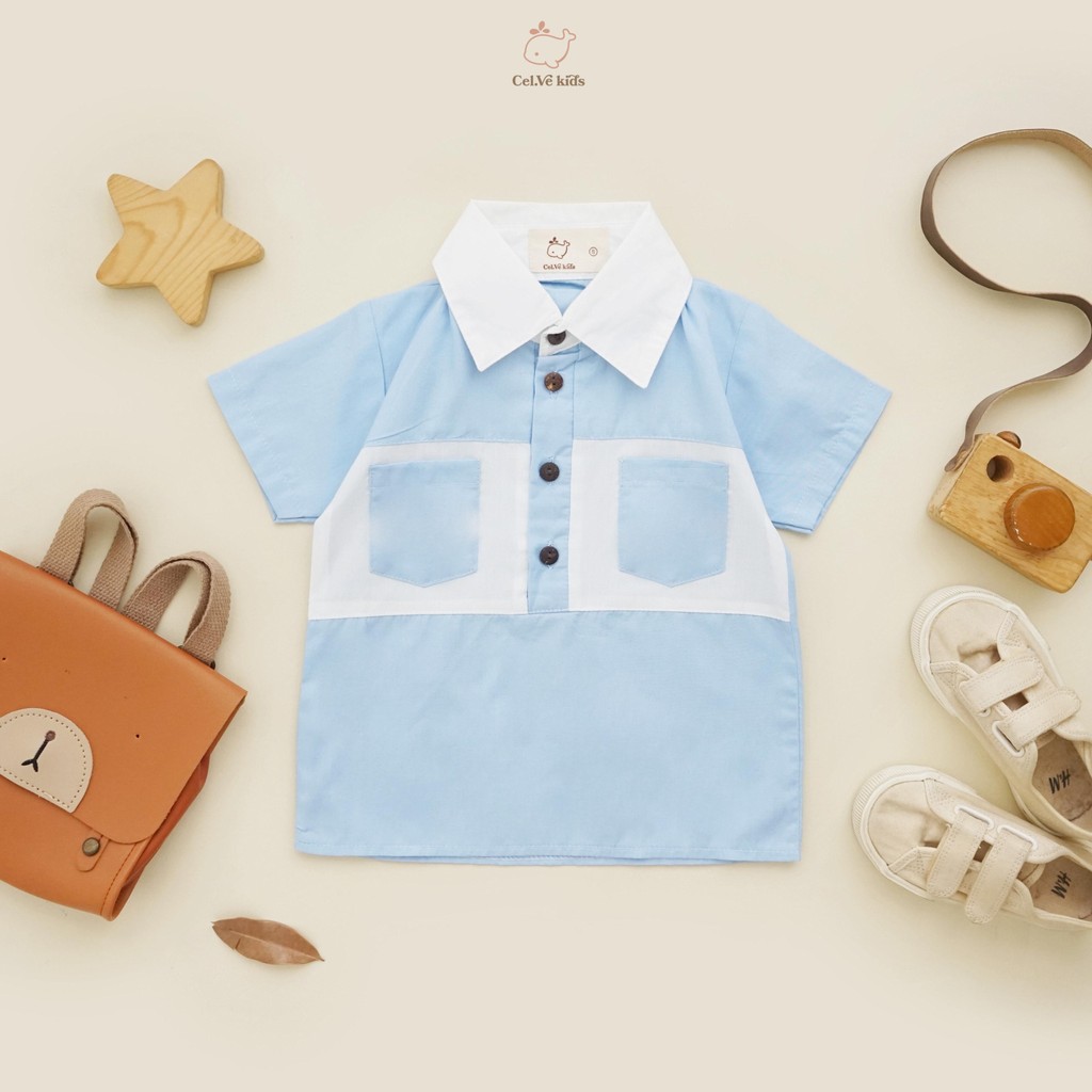 CELVEkids - Zoe Kemeja atasan Anak laki-laki Korean style Bahan Poplin usia 1-6th